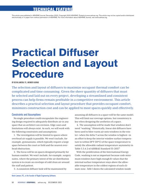 Practical Diffuser Selection and Layout Procedure .